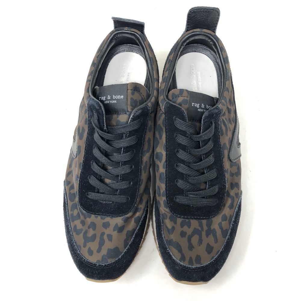 Rag & Bone Womens Retro Runner 38 Sneakers Brown Leopard Print Suede US Size 8 - Picture 3 of 9
